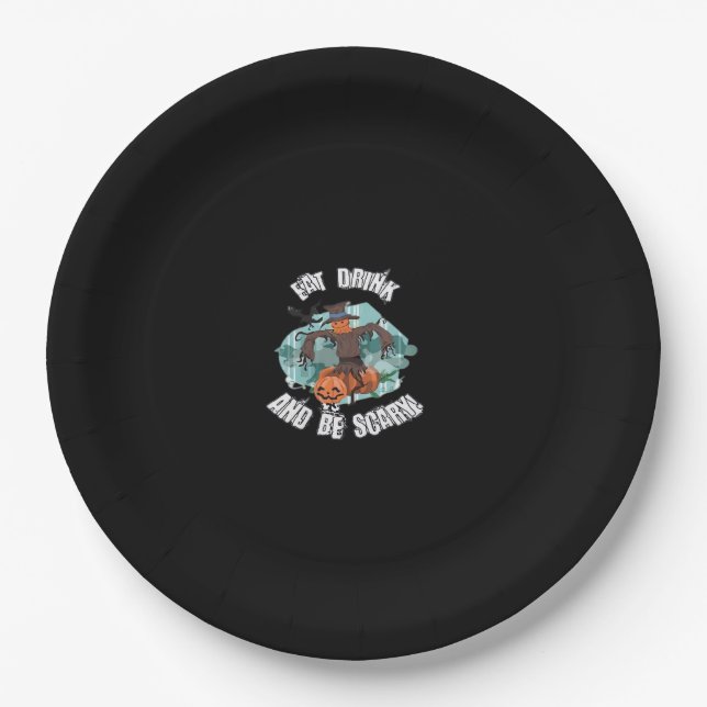 Womens Eat Drink And Be Scary Halloween Modern Pappteller (Vorderseite)