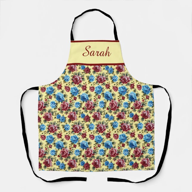 Womens Elegant Stylish Rustic Floral Pattern Schürze (Vorderseite)