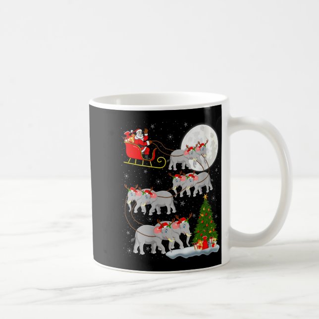 Womens Elephant Santa Sleigh Flying Funny Magical  Kaffeetasse (Rechts)