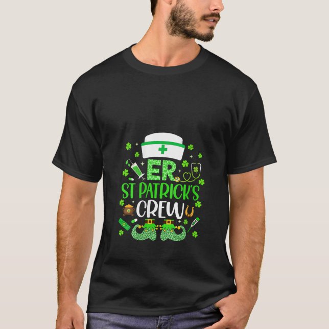 Womens ER Nurse St Patrick s Day Crew Emergency Ro T-Shirt (Vorderseite)
