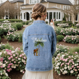 Womens Fabulous Wild Tiger Palm Tree Jeansjacke