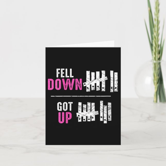 Womens Fell Down Got Up Motivational Funny Sitive  Karte (Vorderseite)