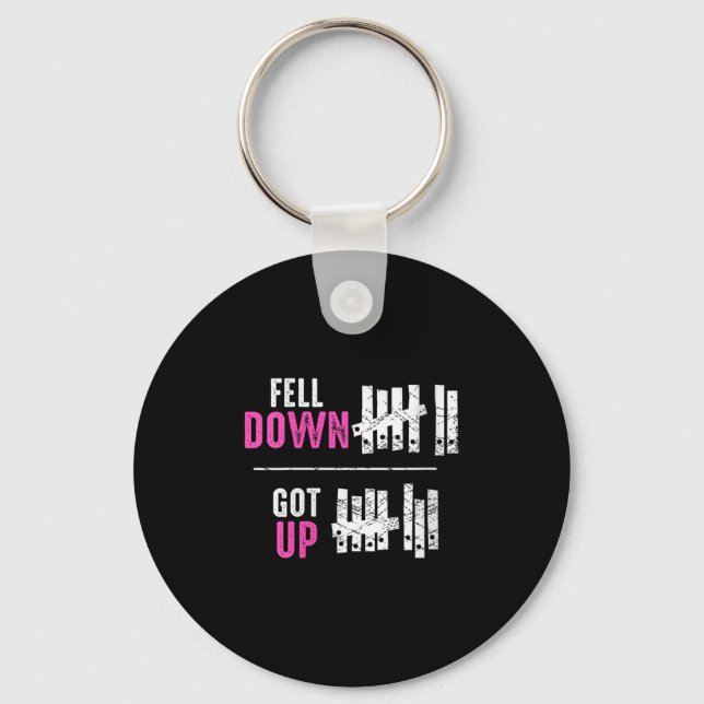 Womens Fell Down Got Up Motivational Funny Sitive  Schlüsselanhänger (Vorderseite)