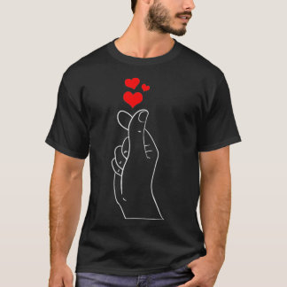Womens Finger Heart Korean KPop Fan KDrama Oppa Lo T-Shirt