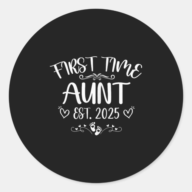 Womens First Time Aunt Est 2025 Soon To Be Mom Mot Runder Aufkleber (Vorderseite)