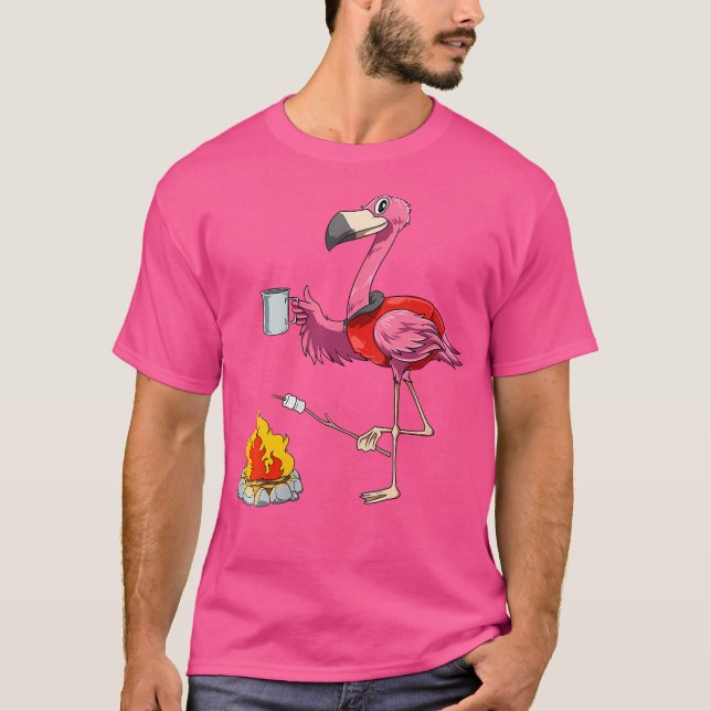 Womens Flamingo Camping Flamingo Camper Camping Lo T-Shirt (Vorderseite)