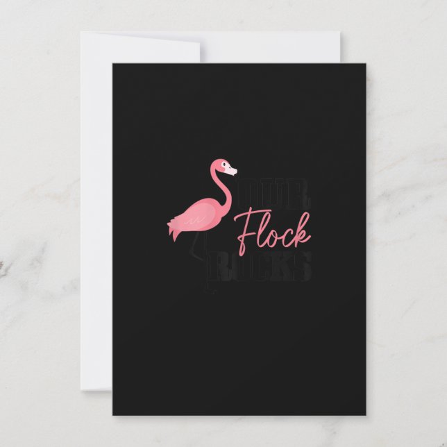 Womens Flamingo Our Flock Rocks Funny Girls Matchi Einladung (Vorderseite)