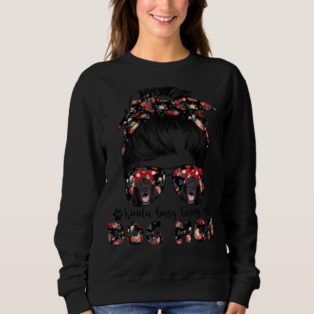 Womens Flat Coated Retriever Mama Messy Bun Hai Sweatshirt (Vorderseite)