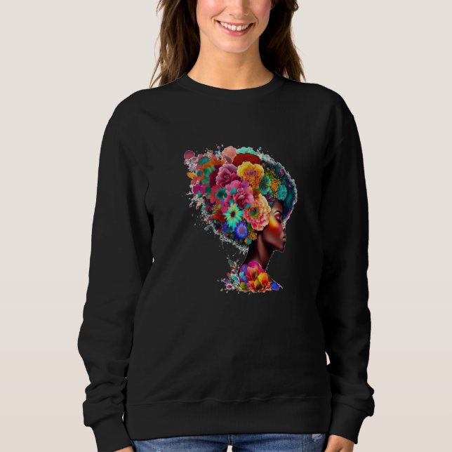 Womens Flower Afro Black Women African American  1 Sweatshirt (Vorderseite)