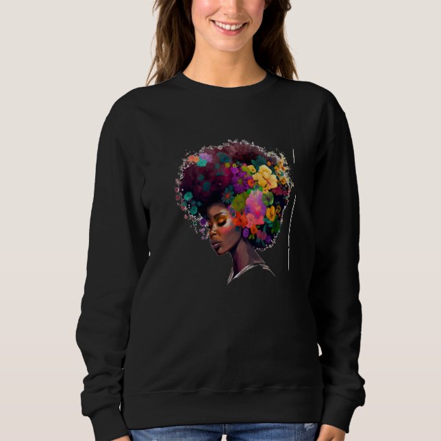 Womens Flower Afro Black Women African American  1 Sweatshirt (Vorderseite)