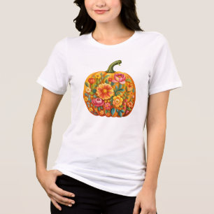 Women's Folk Art Pumpkin T - Shirt - Symmetrie