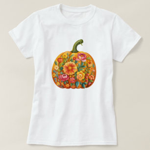 Women's Folk Art Pumpkin T - Shirt - Symmetrie