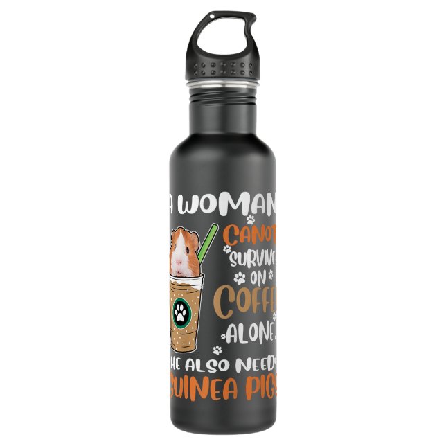 Womens Funny Coffee Guinea Pigs Woman  Edelstahlflasche (Vorderseite)