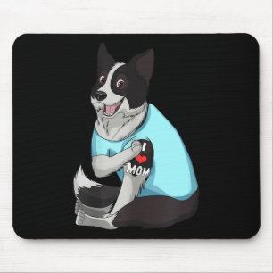 Womens Funny Dog Border Collie Liebe Mama Tattoo G Mousepad