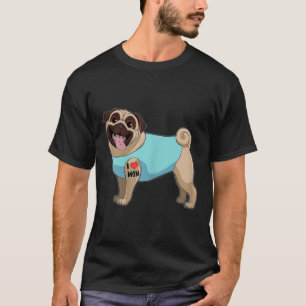 Womens Funny Dog Mops I Liebe Mama Tattoo Geschenk T-Shirt