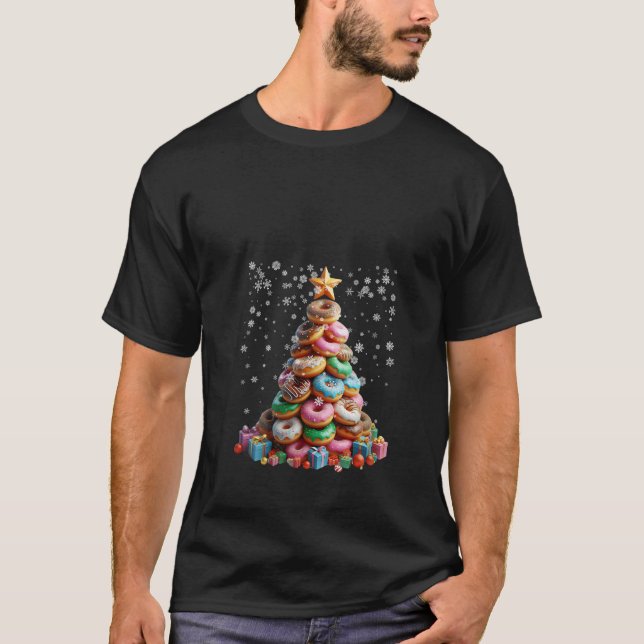 Womens Funny Donuts Christmas Tree Lights Xmas Pjs T-Shirt (Vorderseite)