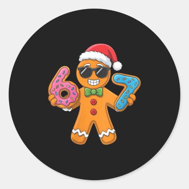 Womens Funny Gingerbread Six Seven 67 Ice Cream Ch Runder Aufkleber (Vorderseite)