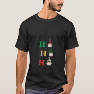 Womens Funny Gnome Ho Ho Ho Plaid Claus Christmas  T-Shirt