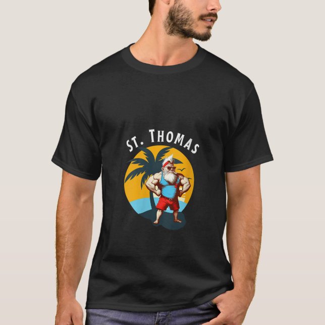 Womens Funny Gnomes St Thomas Retro Buff Gnome Bir T-Shirt (Vorderseite)