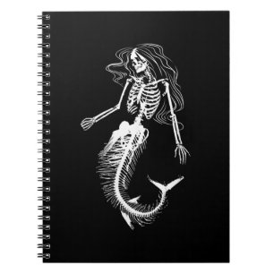 Womens Funny Halloween Meerjungfrau Skeleton Gesch Notizblock