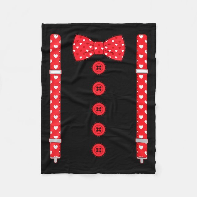 Women's Funny Hearts Bow Tie Suspenders Valentine' Fleecedecke (Vorderseite)