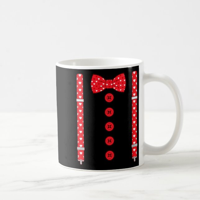Women's Funny Hearts Bow Tie Suspenders Valentine' Kaffeetasse (Rechts)