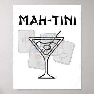 Womens Funny Mahjong Martini Schwanz Mah Jongg V-n Poster