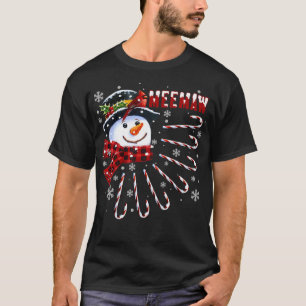 Womens Funny Meemaw Weihnachtsschneemann mit Candy T-Shirt