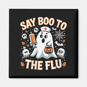 Womens Funny Nurse Ghost Halloween Impfstoff Say B Magnet
