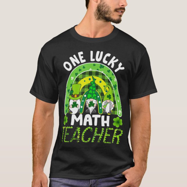 Womens Funny One Lucky Math Lehrer Rainbow St Pat T-Shirt (Vorderseite)