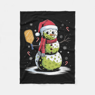 Womens Funny Pickleball Snowman Weihnachtsmannmütz Fleecedecke