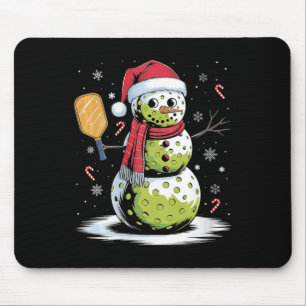 Womens Funny Pickleball Snowman Weihnachtsmannmütz Mousepad