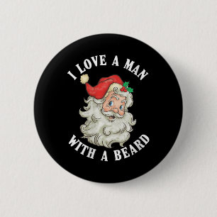 Womens Funny Santa Claus Weihnachten I Liebe A Man Button