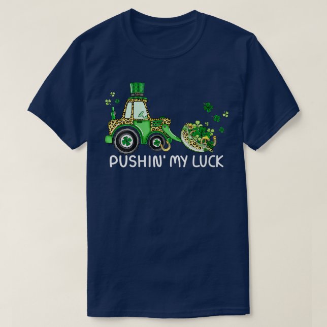 Womens Funny St Paddys TractorPushing My luck Kids T-Shirt (Design vorne)