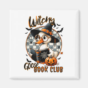 Womens Funny Witchy Goose Book Club Halloween Shir Magnet