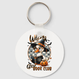 Womens Funny Witchy Goose Book Club Halloween Shir Schlüsselanhänger