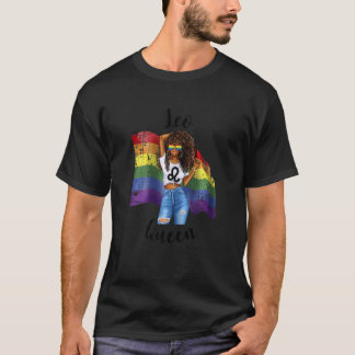 Womens Gay Leo Queen Afro Black Woman July August T-Shirt