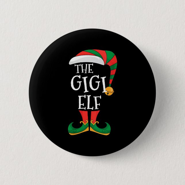 Womens Gigi Elf Xmas Matching Pajamas Group Christ Button (Vorderseite)