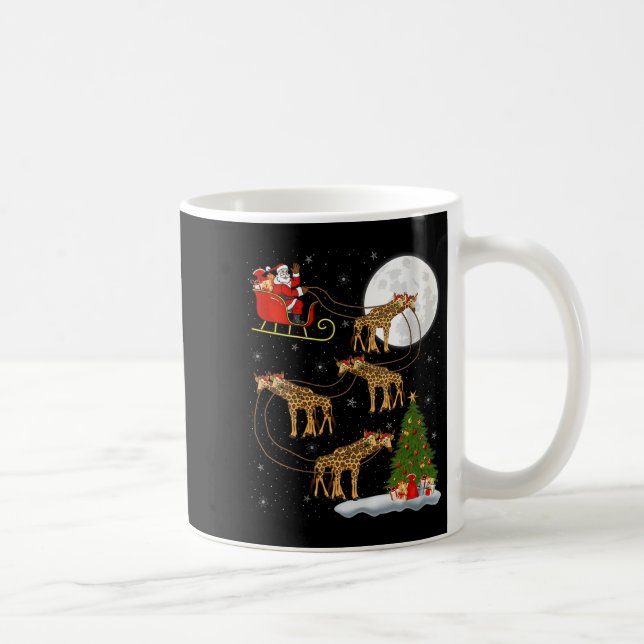 Womens Giraffe Santa Sleigh Flying Funny Magical C Kaffeetasse (Rechts)