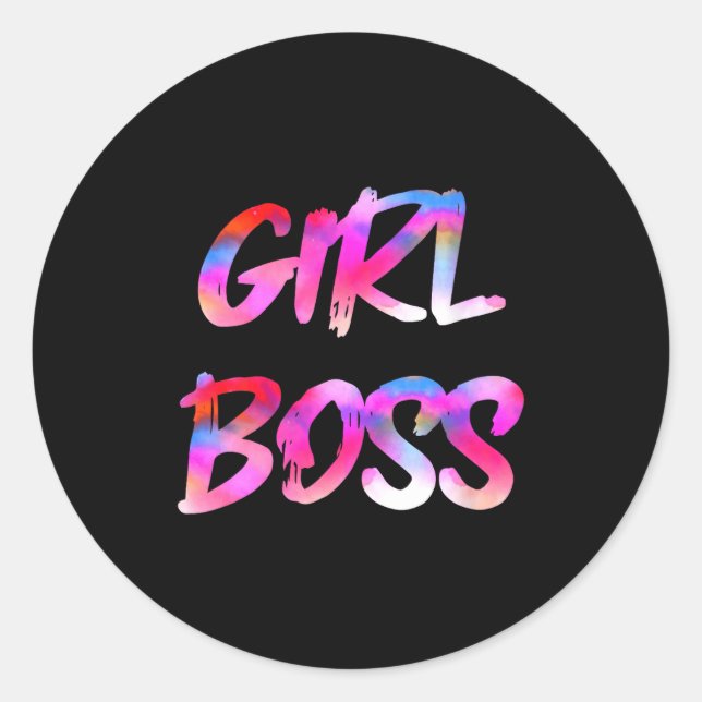 Womens Girl Boss V-neck  Runder Aufkleber (Vorderseite)