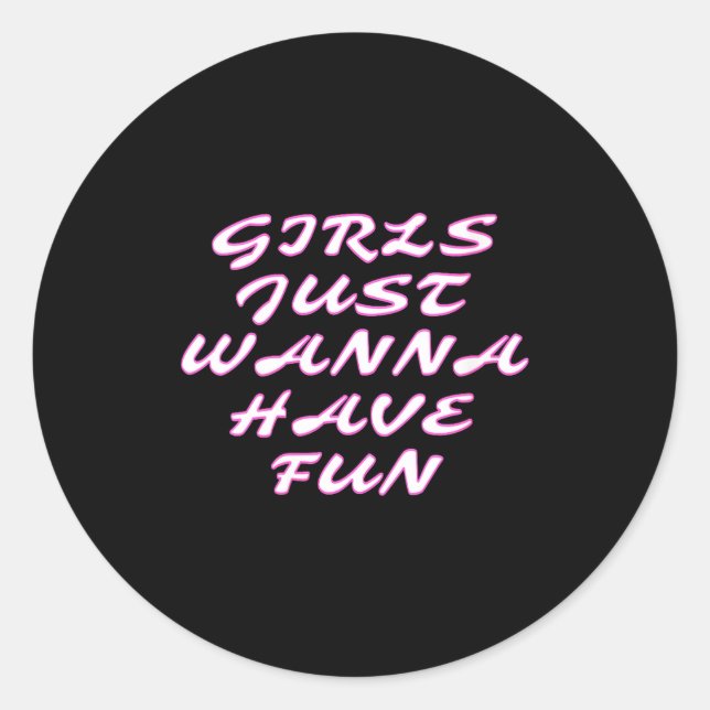 Womens Girls Just W Have Fun V-neck  Runder Aufkleber (Vorderseite)