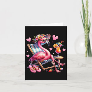 Womens Girls Pink Flamingo Beach Palm Tree Niedlic Karte