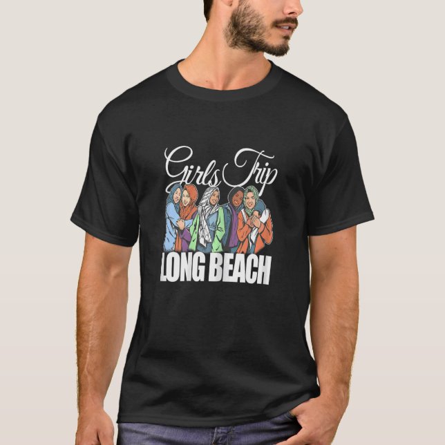 Womens Girls Trip Long Beach  Melanin Bestie & Bes T-Shirt (Vorderseite)