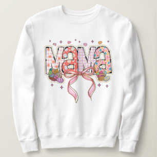 Womens Glitzer Ostermama Coquette Bow Sweatshirt