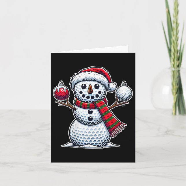 Womens Golf Ball Snowman Funny Frohe Weihnachten T Karte (Vorderseite)