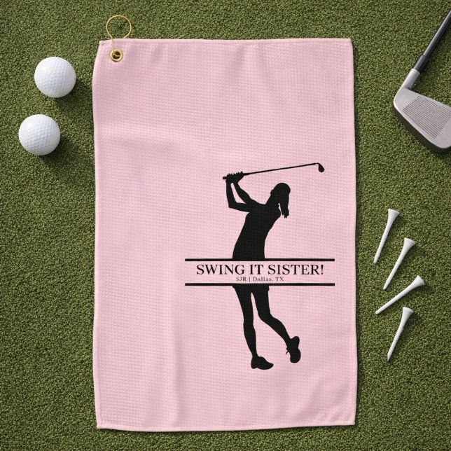 Womens Golf Silhouette Personalized Monogram City Golfhandtuch (Personalize with Initials, City and State.  Change the caption too, if you wish!)