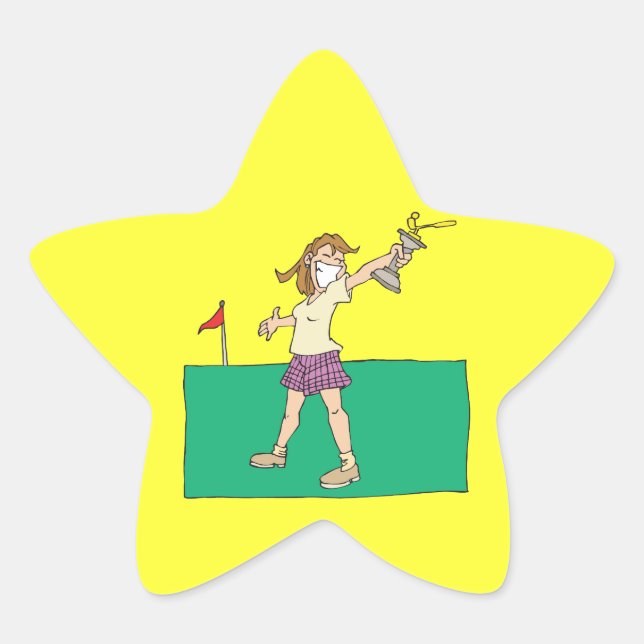 Womens Golf Trophy Stern-Aufkleber (Vorderseite)