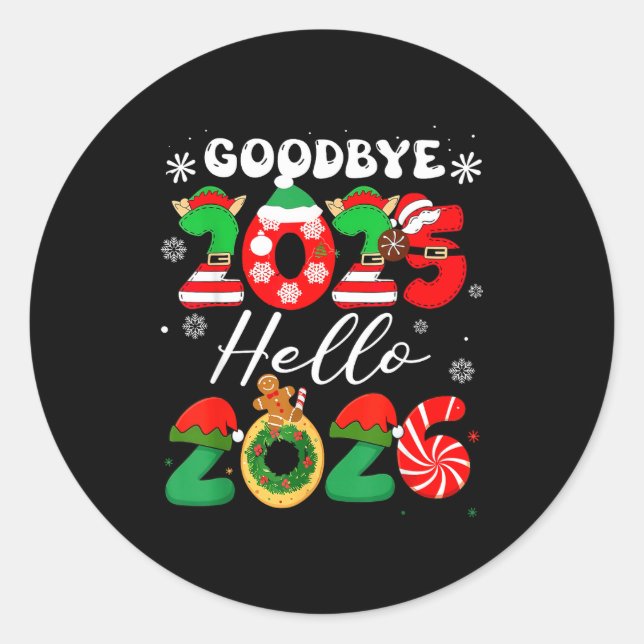 Womens Goodbye 2025 Hello 2026 Christmas Matching  Runder Aufkleber (Vorderseite)