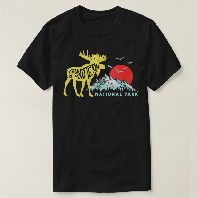 Womens Grand Teton Nationalpark Moose Mountains T-Shirt (Design vorne)