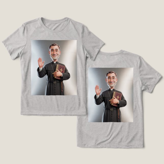 Women's Gray Priest Tri-Blend Shirt (Design Vorderseite & Rückseite)